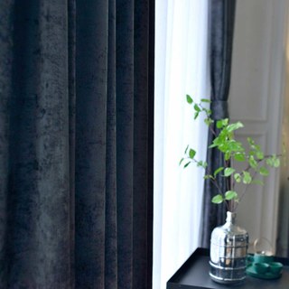 LuxeTouch Charcoal Dark Gray Chenille Curtain Drapes 4