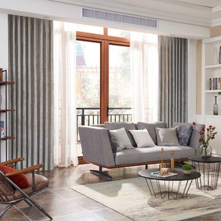 LuxeTouch Silver Gray Chenille Curtain Drapes 4