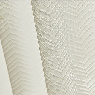 Reflective Harmony Ivory White Chevron Wave Mirror Sheer Curtain
