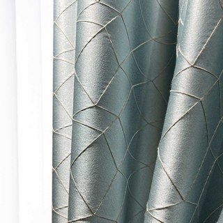 Capriccio Luxury 3D Jacquard Geometric Duck Egg Blue Curtain Drapes 1
