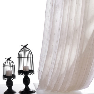 Craft Feel Textured White Dot Striped Sheer Curtain 5