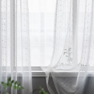 Craft Feel Textured White Dot Striped Sheer Curtain 2
