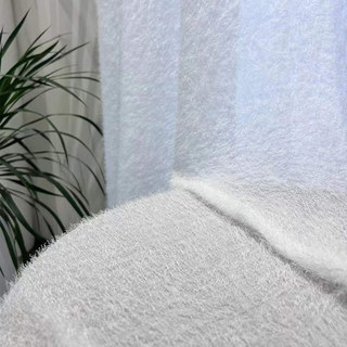 Cuddle Up Ivory White Mohair Plush Heavy Sheer Curtain 1