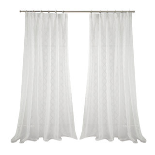 Diamond Veil Ivory White 3D Jacquard Checked Geometric Sheer Curtain 5