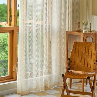 Gypsy Harmony Geometric Cream Boho Lace Net Curtain 5