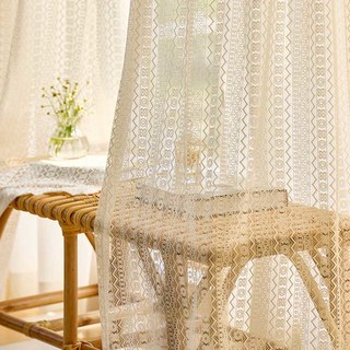 Gypsy Harmony Geometric Cream Boho Lace Net Curtain 2