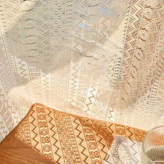 Gypsy Harmony Geometric Cream Boho Lace Net Curtain 3
