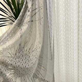 Magical Leaves Ivory White Lace Net Curtains 3