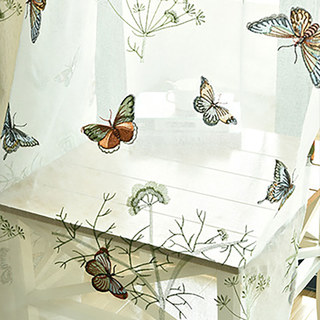 Butterfly Garden Embroidered Gold Shimmery Organza Sheer Curtain