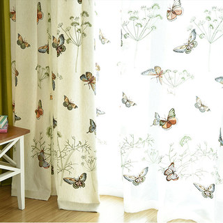 Butterfly Garden Floral Embroidered Organza Sheer Curtain 3