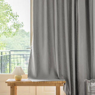 Metallic Fusion Luxury Jacquard Silver Gray Geometric Blackout Curtain 3