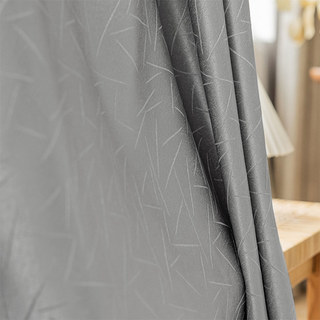 Metallic Fusion Luxury Jacquard Silver Gray Geometric Blackout Curtain 2