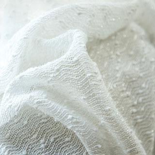 Ripple Wave Tweed Inspired Ivory White Glittery Sheer Curtain 7