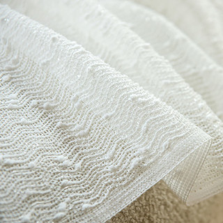 Ripple Wave Tweed Inspired Ivory White Glittery Sheer Curtain 8