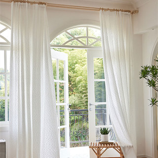 Ripple Wave Tweed Inspired White Glittery Sheer Curtain 4