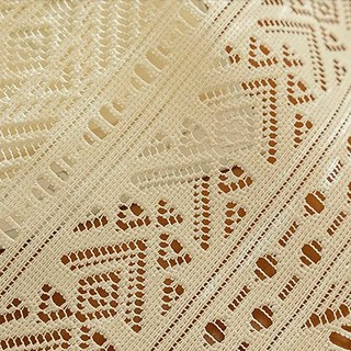 Breeze Geometric Lace Net Beige Cream Boho Curtains 4