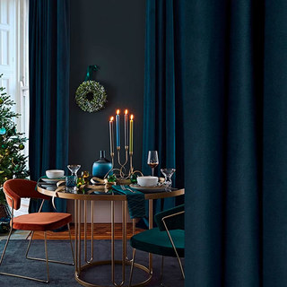 Fine Ink Blue Matte Velvet Curtains