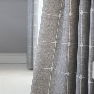 Pane Perfection Linen Style Gray Check Curtains 1