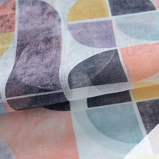 Vigor Multicolor Mid Century Modern Purple Geometric Sheer Curtains