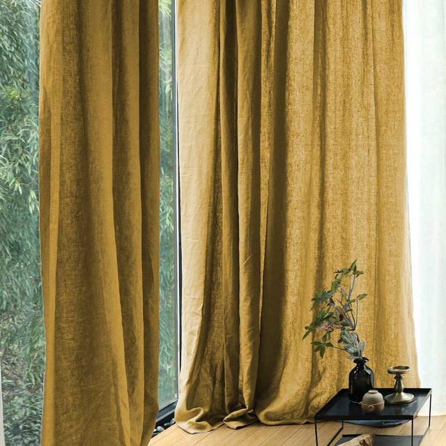Yellow Sheer Linen Curtains