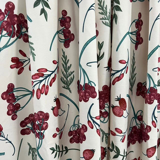 Berry Bliss Red and Cream Velvet Floral Curtains 1