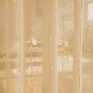 Craft Feel Textured Dot Striped Cream Sheer Curtain 3