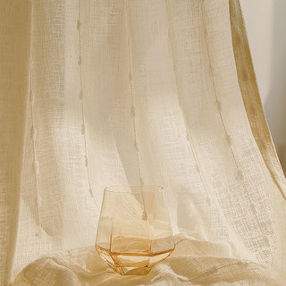 Craft Feel Textured Dot Striped Cream Sheer Curtain 1