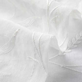 Dreamy Heather White Embroidered Leaf Sheer Curtain 6