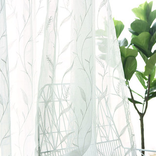 Dreamy Heather White Embroidered Leaf Sheer Curtain 4