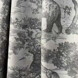 Forest Tale Toile de Jouy Bear Leopard Owl Gray Blackout Animal Print Curtains 2