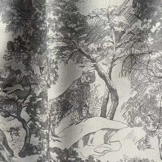 Forest Tale Toile de Jouy Bear Leopard Owl Gray Blackout Animal Print Curtains 4