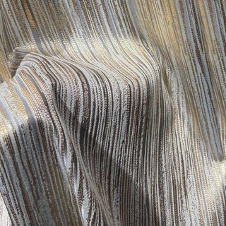 Gilded Stripes Subtle Textured Gold & Gray Blackout Curtain 2