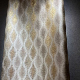 Ikat Ripples Mocha Cream Ogee Geometric Curtains with Gold Details 4