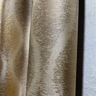 Ikat Ripples Mocha Cream Ogee Geometric Curtains with Gold Details 3