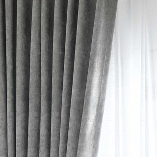 LuxeTouch Silver Gray Chenille Curtain Drapes 3