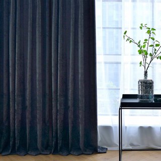 Luxury Charcoal Dark Gray Chenille Curtain Drapes 1