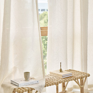 Nature's Melodies Branches & Leaves Ivory Cream Sheer Curtain 3