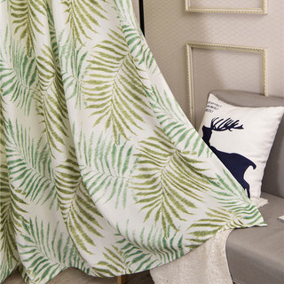 Palm Tree Leaves Green Print Floral Curtain 1