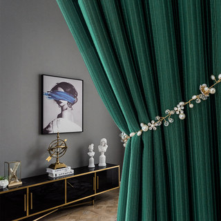 Radiant Ribbons Striped Deep Forest Emerald Green Blackout Curtain 1