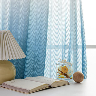 Reef Ripple Ombre Blue Sheer Curtain 4