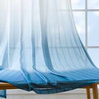 Reef Ripple Ombre Blue Sheer Curtain