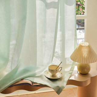 Rolling Hills Art Deco Shimmering Green Sheer Curtains 1