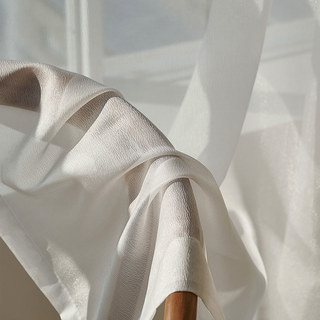 Sand Dune Textured Shimmering Ivory White Sheer Curtain 2