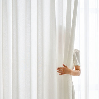 Serene Swirls Crinkle Crushed Ivory White Heavy Sheer Curtain 2