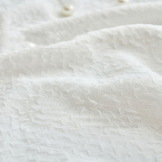 Serene Swirls Crinkle Crushed Ivory White Heavy Sheer Curtain 6