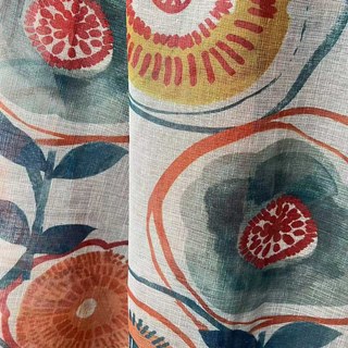 Circle Dance Multicolor Red Mid Century Modern Floral Sheer Curtain 5