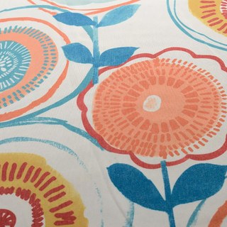 Circle Dance Multicolor Red Yellow Blue Mid Century Floral Curtain