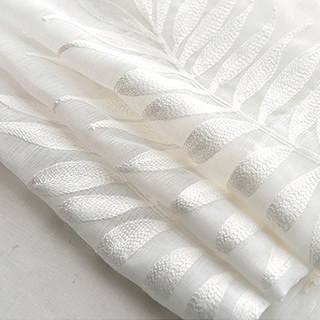 Leafy Whispers Embroidered Ivory White Sheer Curtain 5