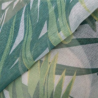 Paradise Palms Tropical Leaves Green Sheer Curtain 4