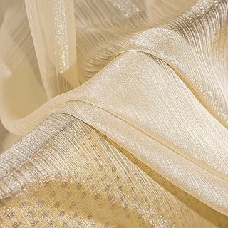 Paris Cascade Shimmering Striped Cream Champagne Organza Sheer Curtain 4
